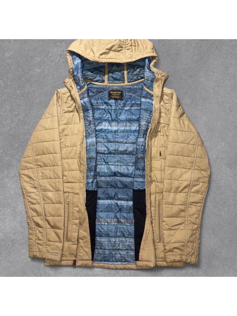 Men’s Burton Dunhill Goods Tan Quilted Hooded Jacket Size M